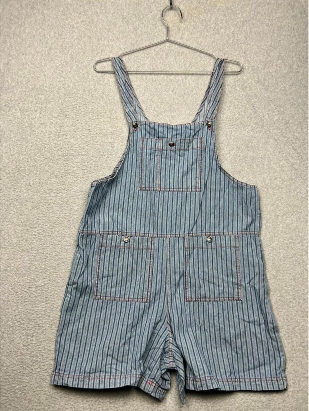 VTG Stampede Hickory Stripe Bib Overalls Made USA Heritage Sustainable Denim M